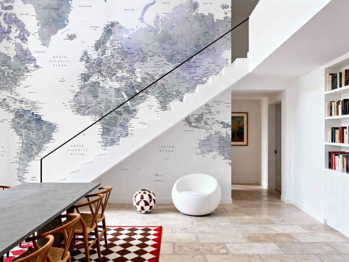 World Map Cities - Norberto Mural Wallpaper - room preview 06