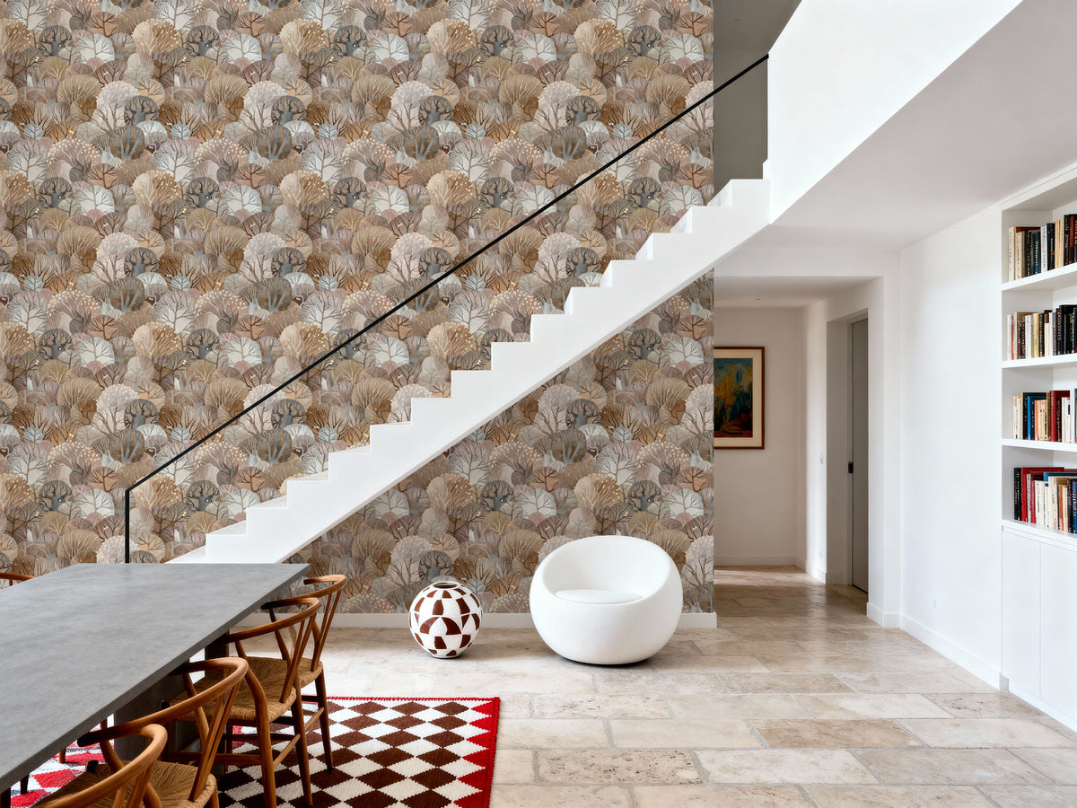 Fantasy Treetops, Beige Earth Mural Wallpaper - room preview 06