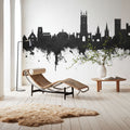 Warwick England Skyline Black & White Mural Wallpaper - room preview 06