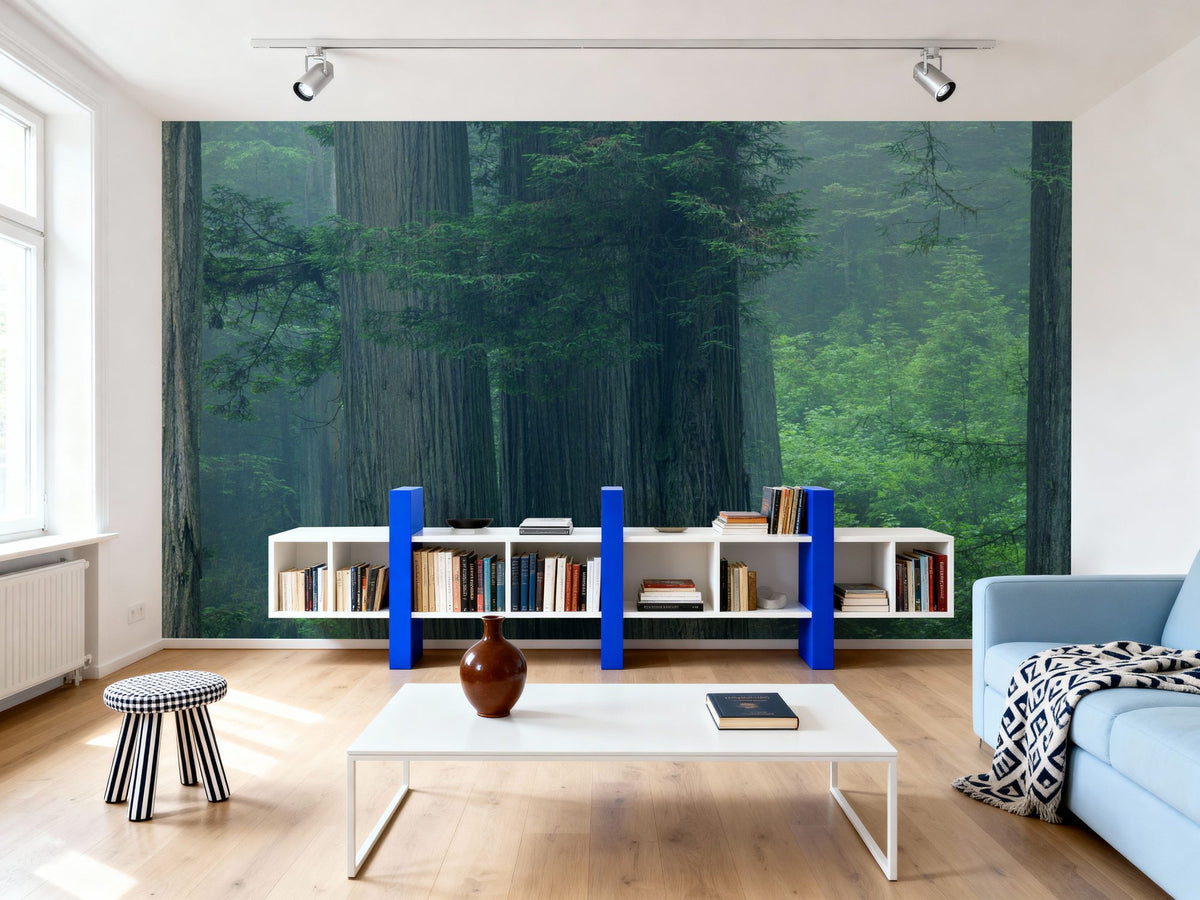Misty Woodland Heights Mural Wallpaper - room preview 06