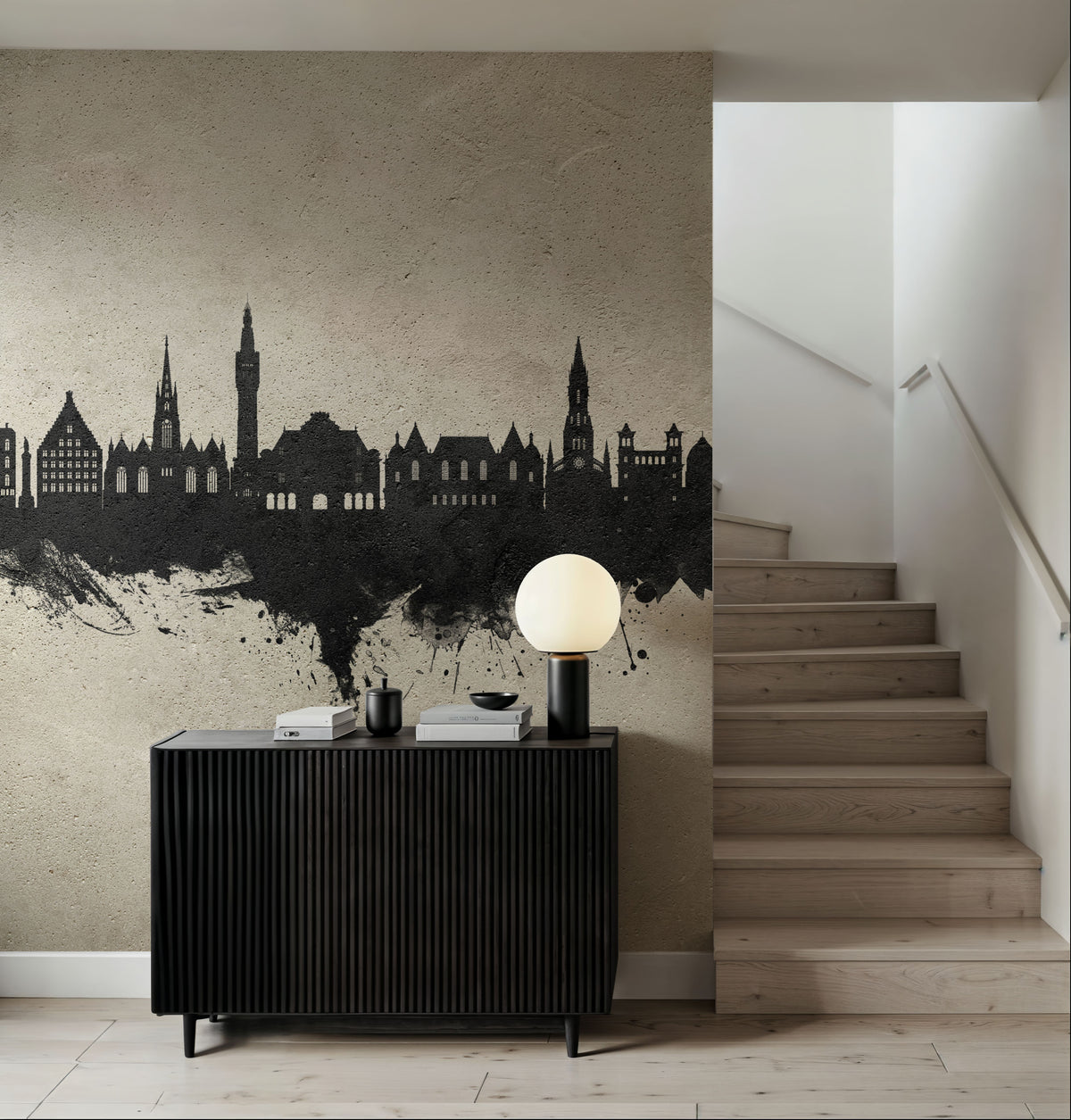 Lille France Skyline Concrete Mural Wallpaper - room preview 06