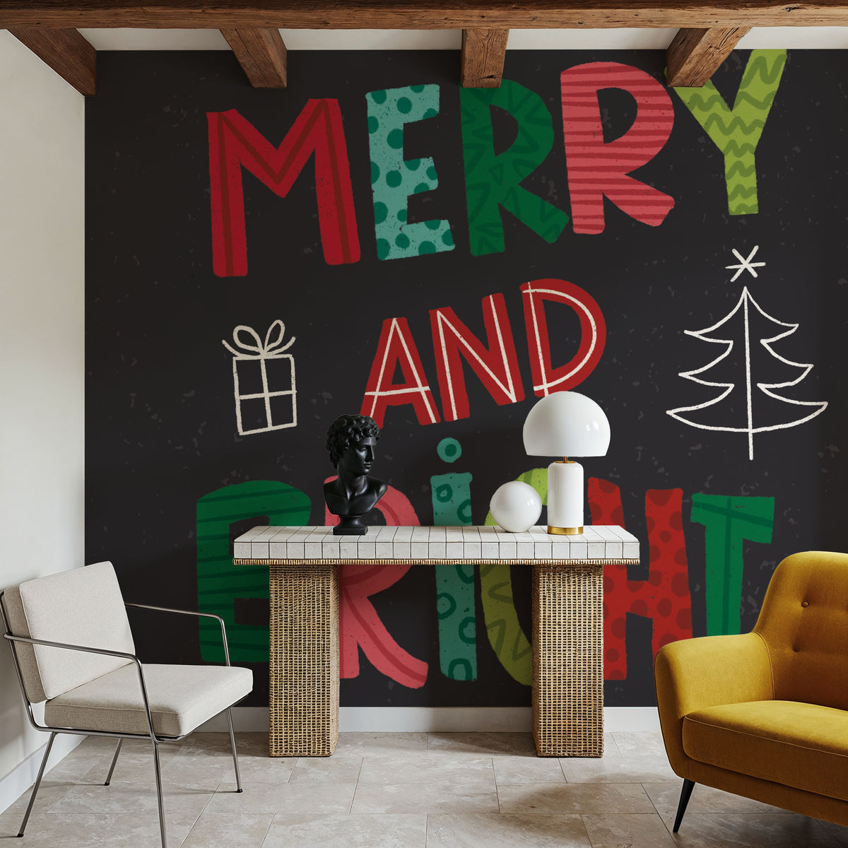 Holiday Wishes III Mural Wallpaper - room preview 06