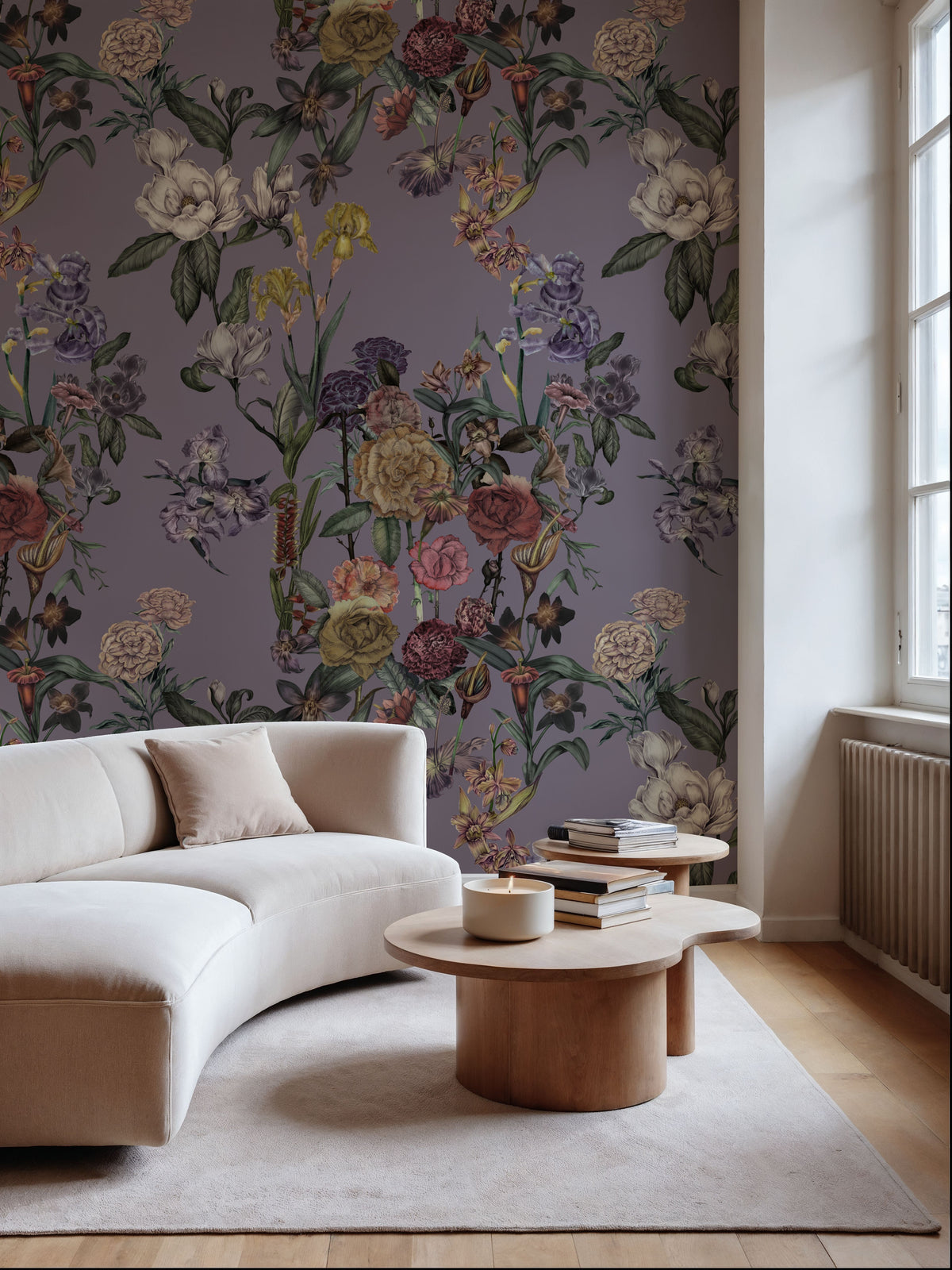 Floral Gaze, Lavender Mural Wallpaper - room preview 06