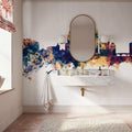 Providence Rhode Island Skyline Blue & Bronze Mural Wallpaper - room preview 06