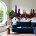 Santiago De Chile Skyline Purple & Gold Mural Wallpaper - room preview 06
