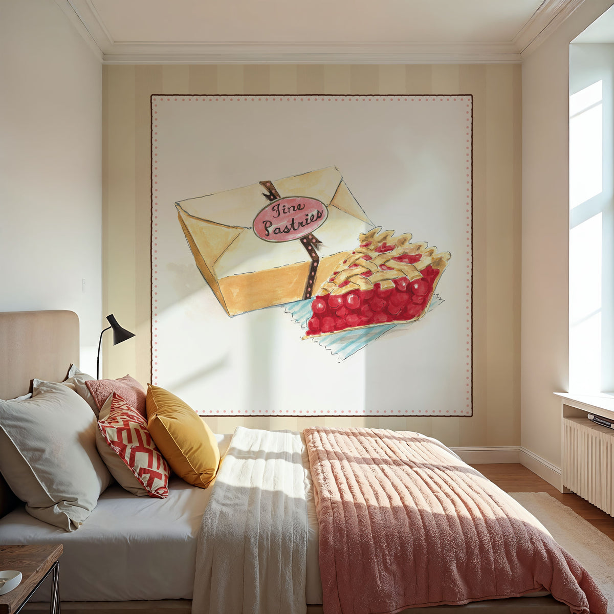 Slice of Pie on Stripes Mural Wallpaper - room preview 06