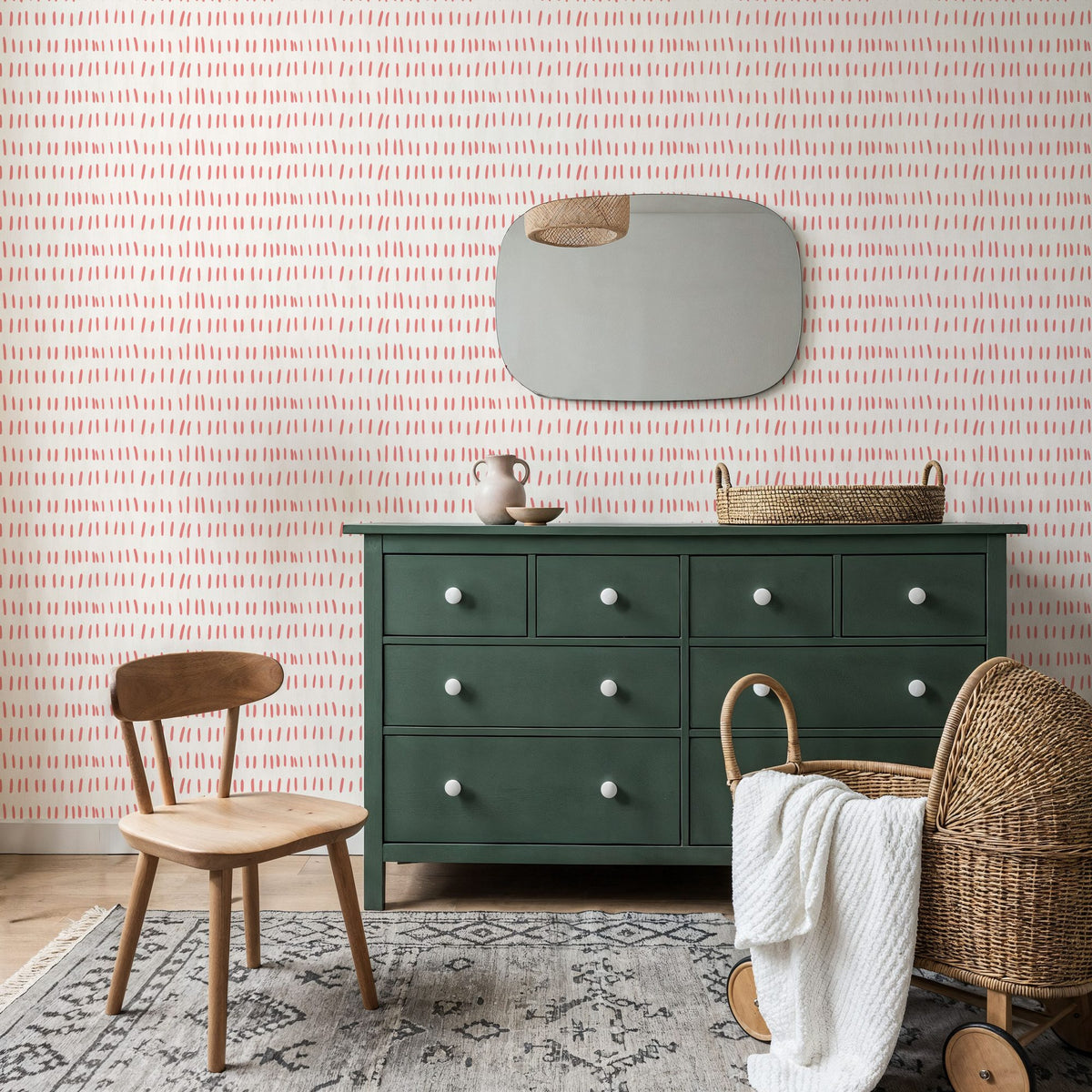 Coastal Leaning Red Mural Wallpaper - room preview 06