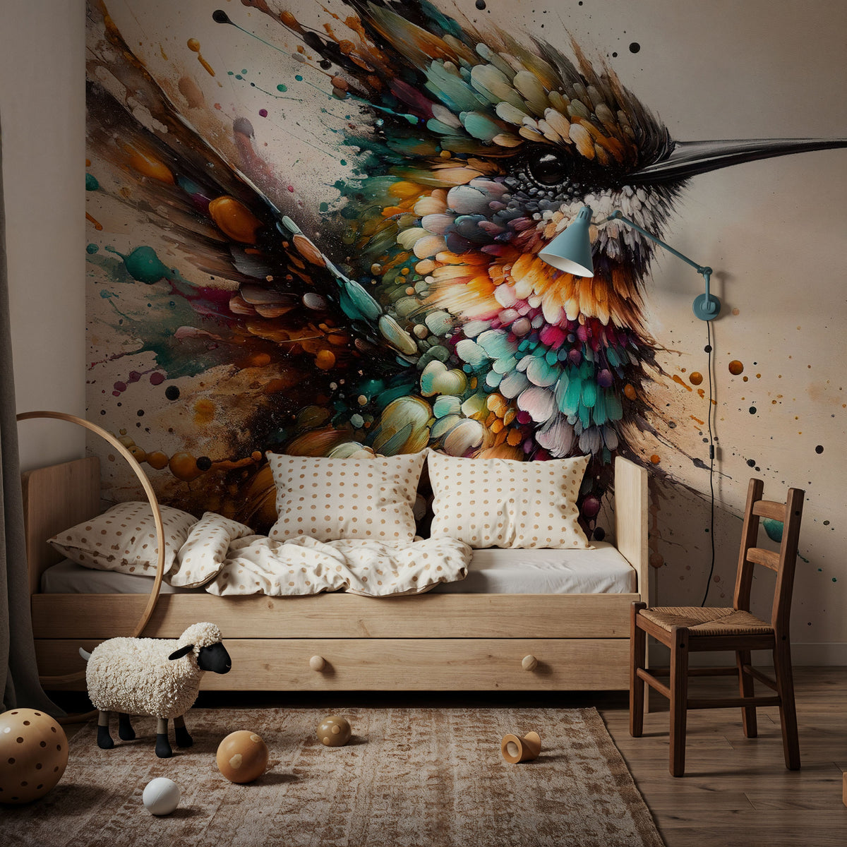 Powerful Hummingbird Mural Wallpaper - room preview 06