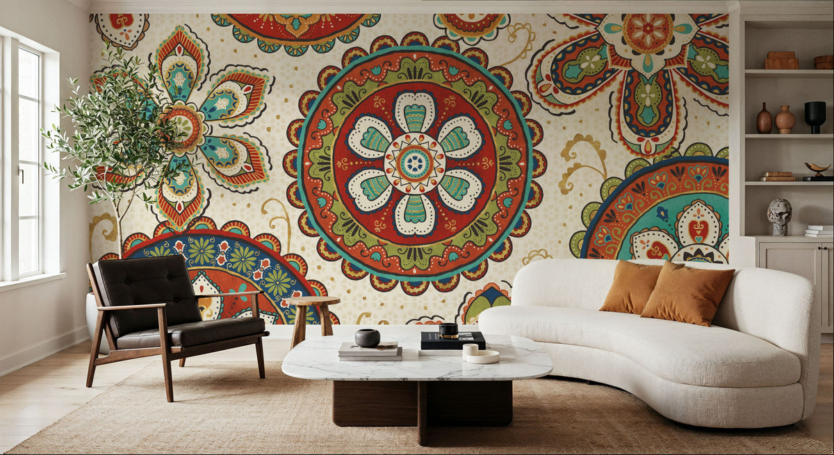 La Vida Medallion Mural Wallpaper - room preview 06