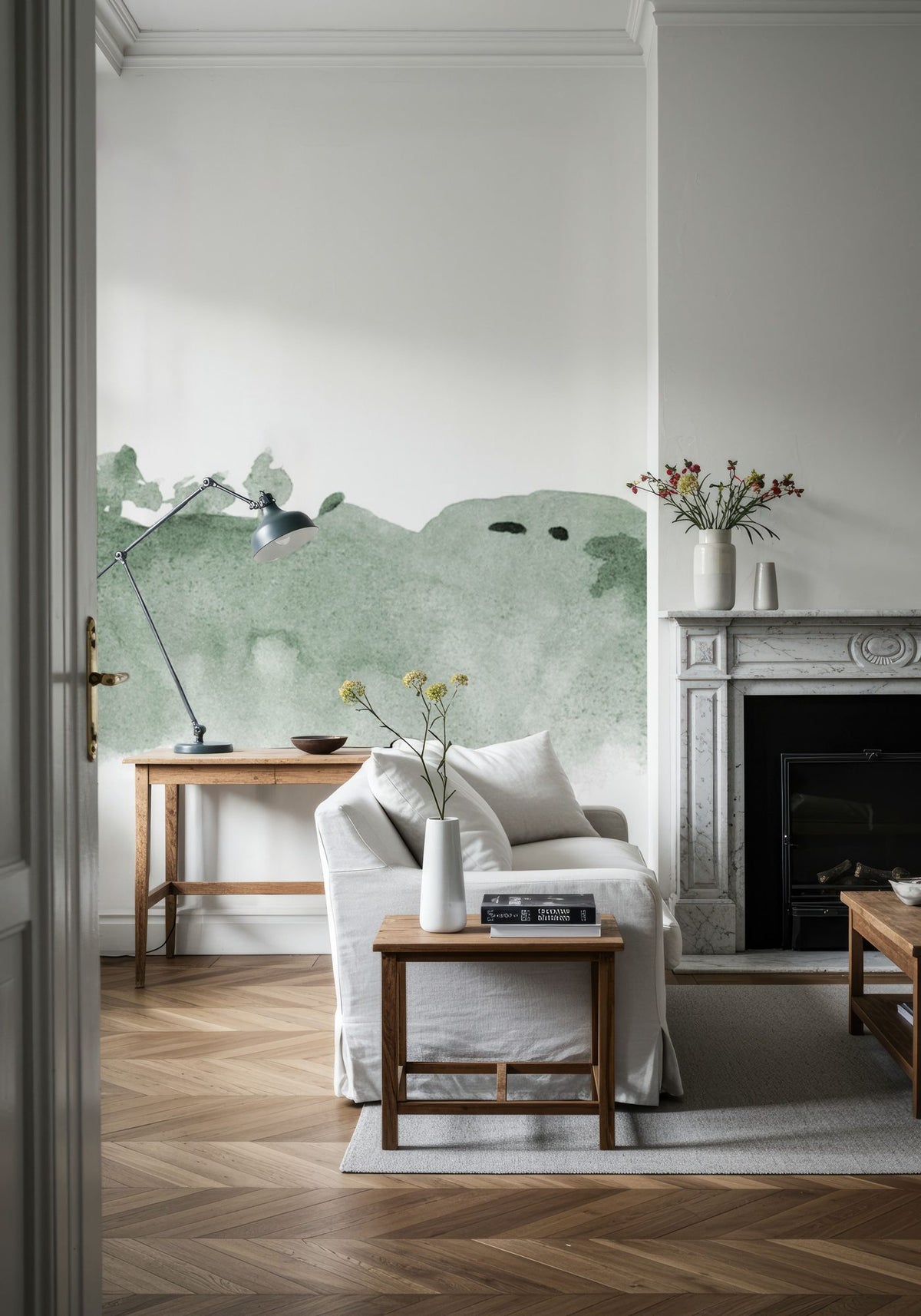 Tranquil Hillside, Forest Green Mural Wallpaper - room preview 06