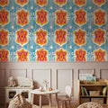 Purple Blossom Ikat Mural Wallpaper - room preview 06