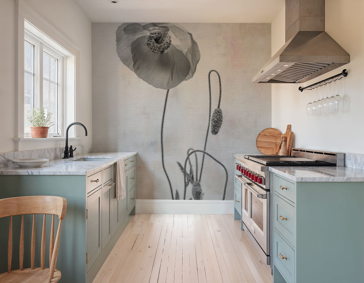 Wonderful Wildflowers I Neutral Mural Wallpaper - room preview 06