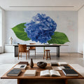 Bright Blue Hydrangea Mural Wallpaper - room preview 06