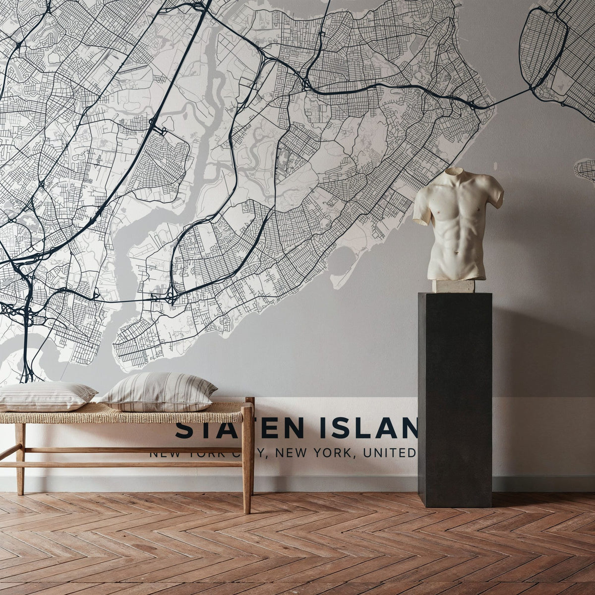 Map of Staten Island Mural Wallpaper - room preview 06