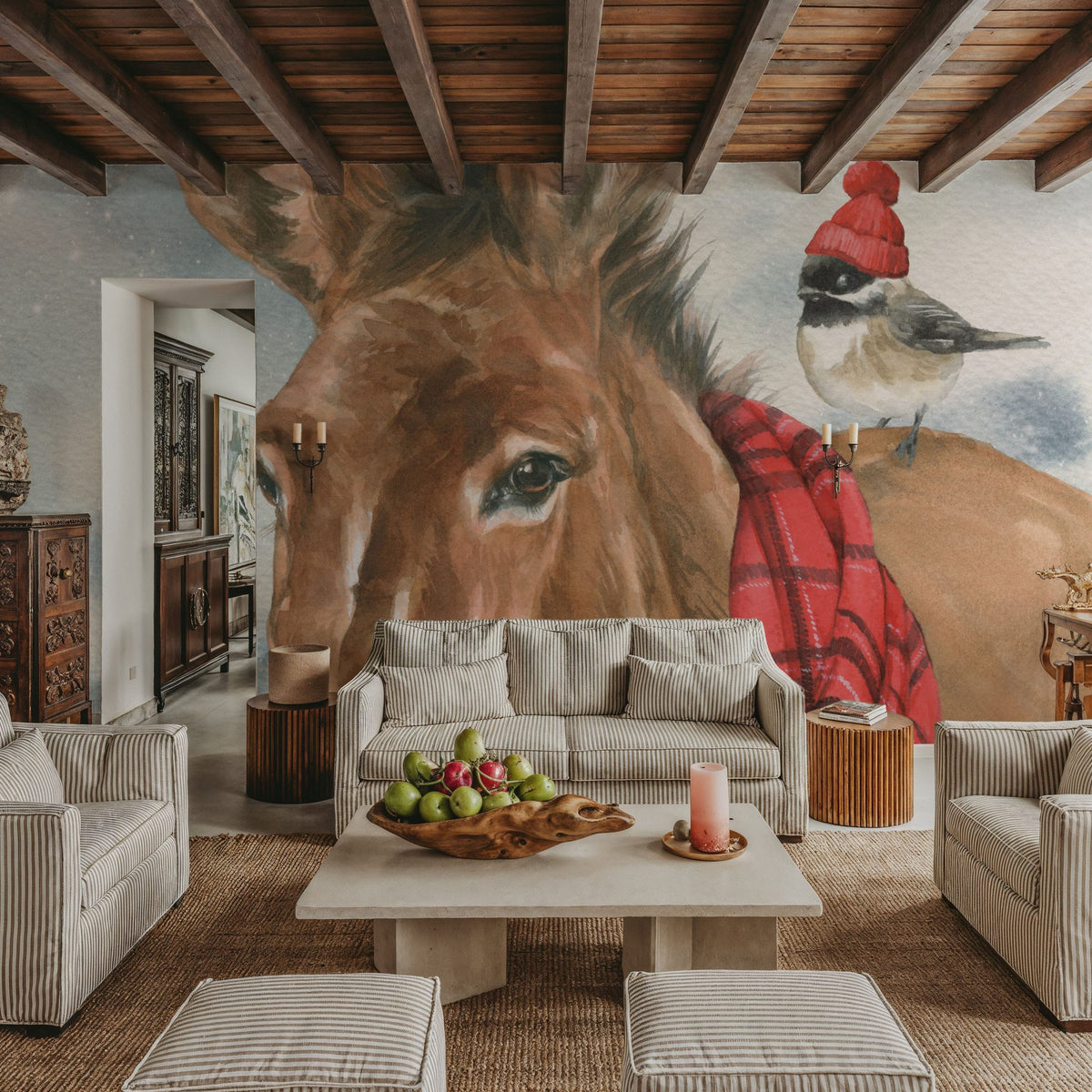 Winter Donkey Mural Wallpaper - room preview 06