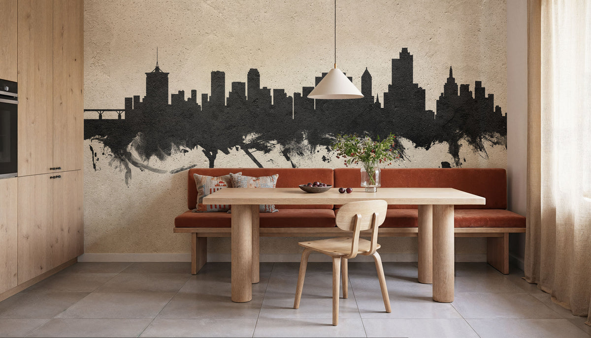 Tulsa Oklahoma Skyline Concrete Mural Wallpaper - room preview 06