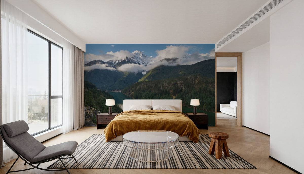 Diablo Lake and Colonial Peak Mural Wallpaper - room preview 06