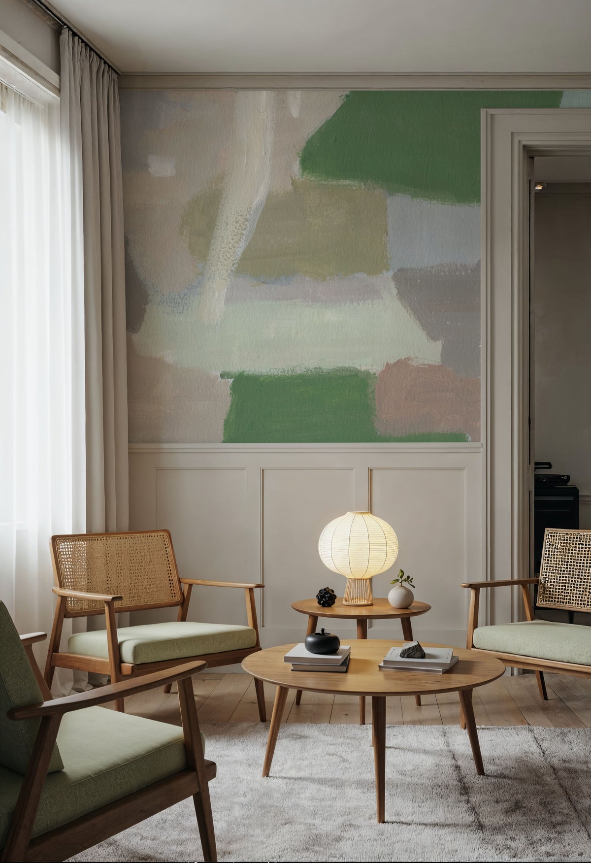 Spring Green Abstract Mural Wallpaper - room preview 06