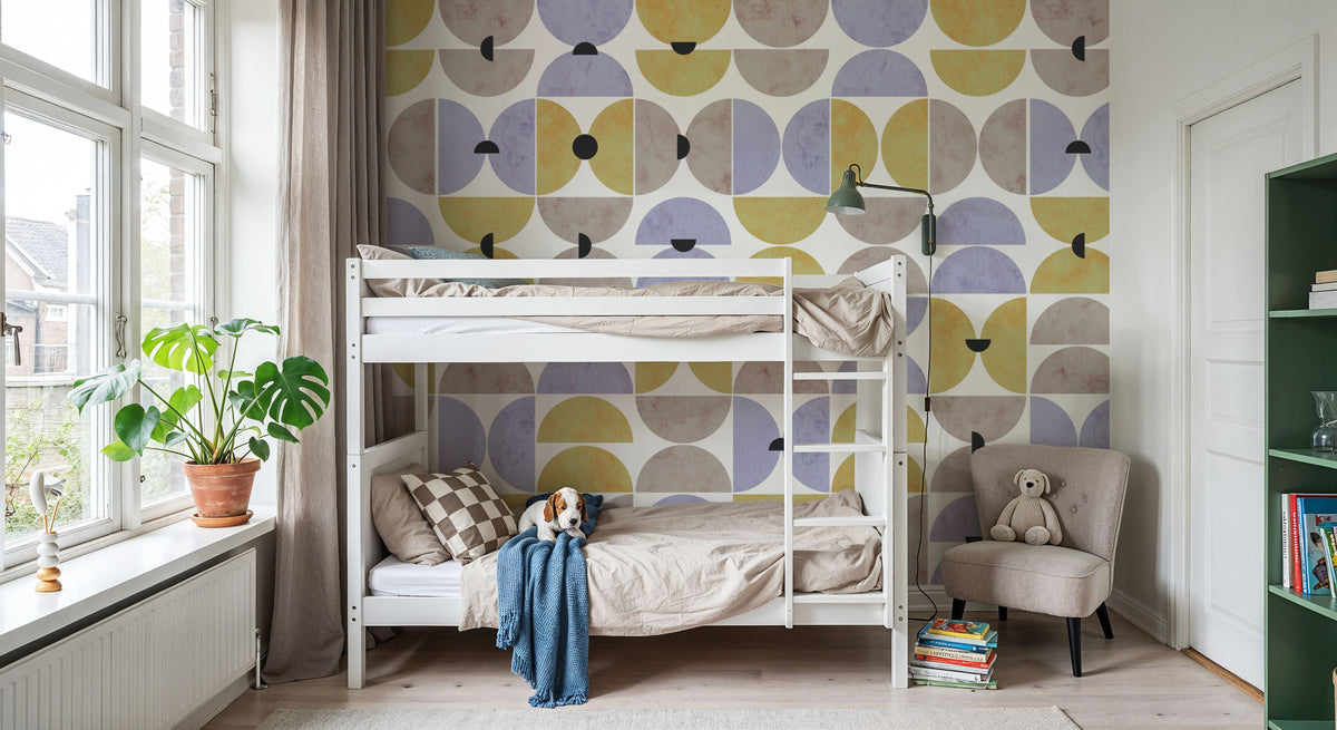 Homley Retro Shapes, Purple Mural Wallpaper - room preview 06