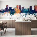 Fort Worth Texas Skyline Blue & Bronze Mural Wallpaper - room preview 06