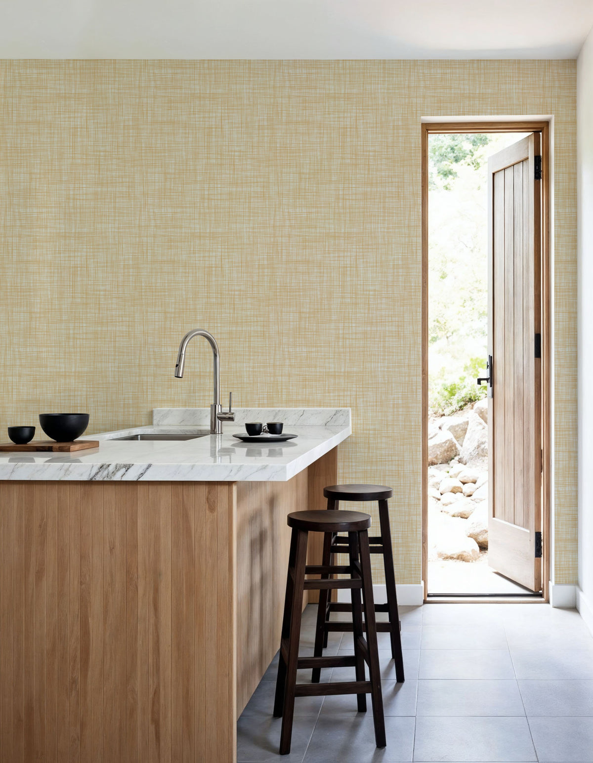 Mottled Linen Effect, Citrus Mural Wallpaper - room preview 06