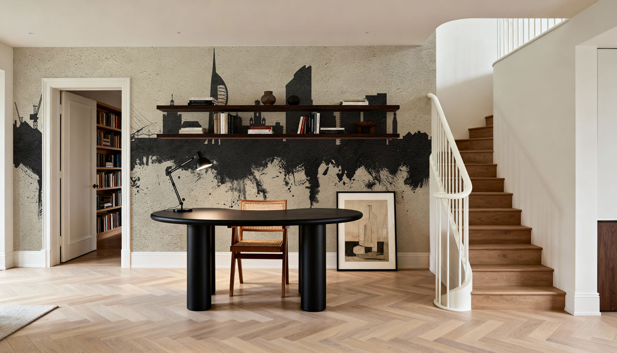 Portsmouth England Skyline Concrete Mural Wallpaper - room preview 06