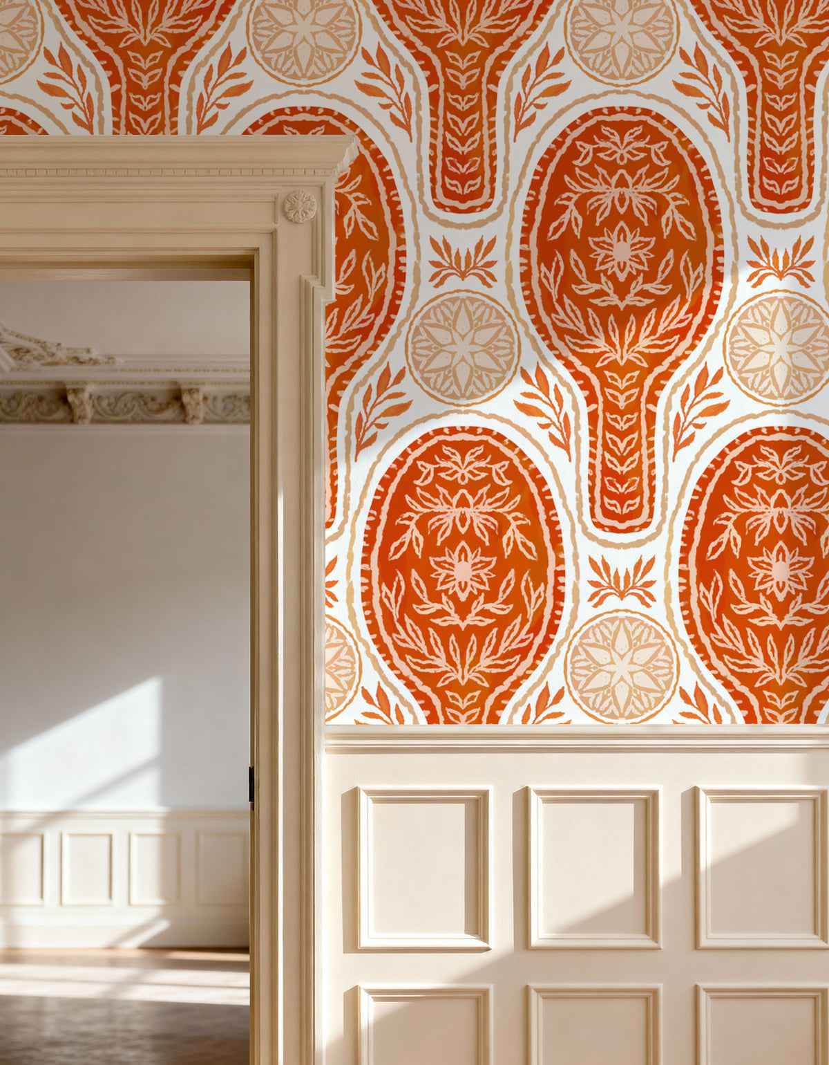 Floral Rackets, Red Mural Wallpaper - room preview 06