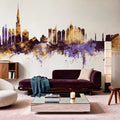 Dubai Skyline Purple & Gold Mural Wallpaper - room preview 06