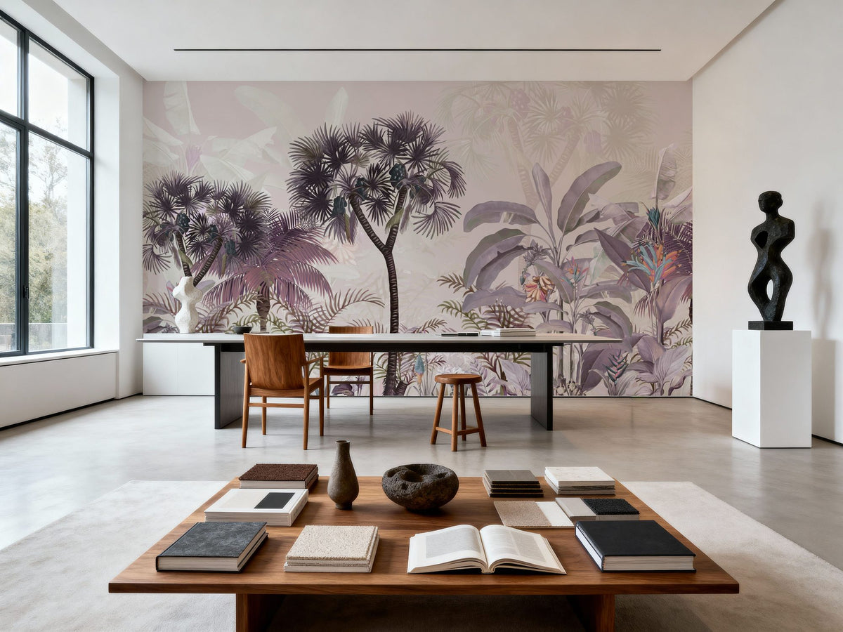 Tropical Forest Strolls Light Purple Mural Wallpaper - room preview 06