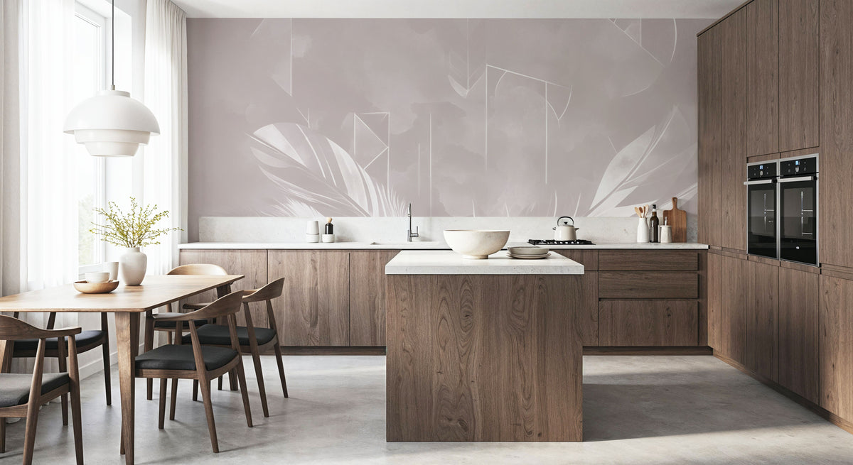 Solid Feather Geometry Warm Mural Wallpaper - room preview 06