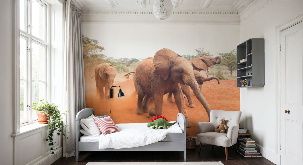 Elephant Race Mural Wallpaper - room preview 06