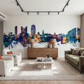 Chisinau Moldova Skyline Blue & Bronze Mural Wallpaper - room preview 06