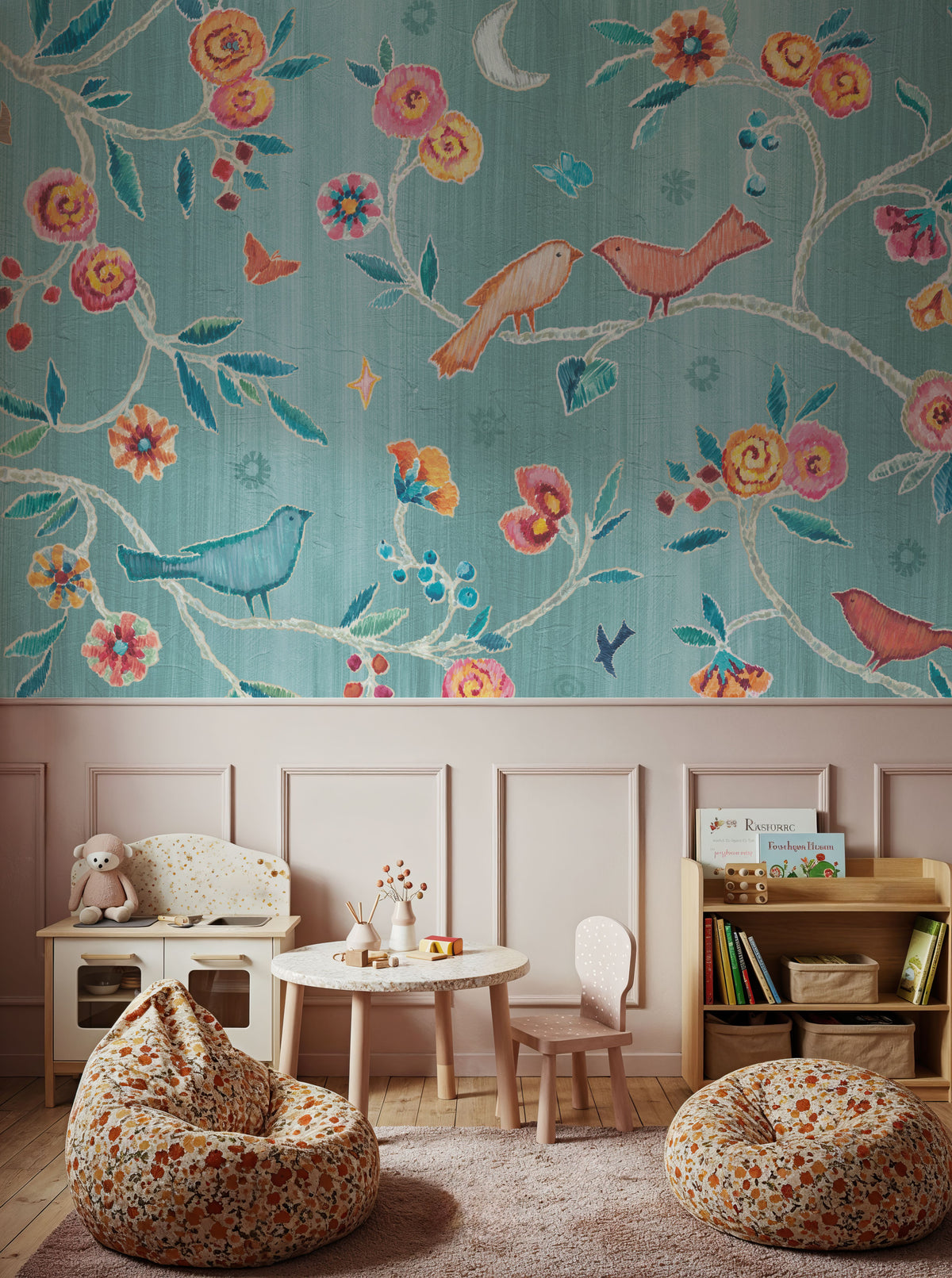 My Bohemian Life Love Blue Mural Wallpaper - room preview 06