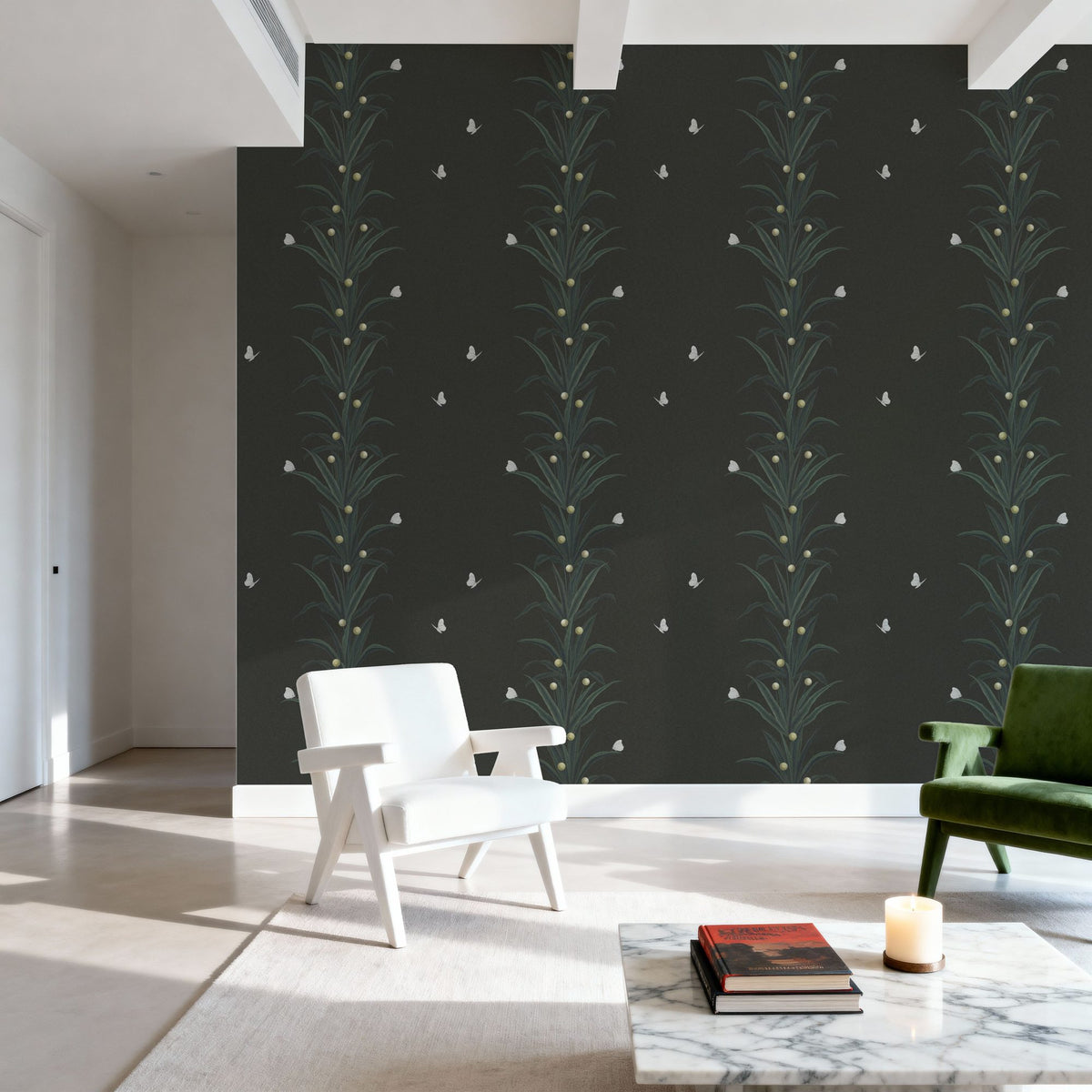 Foliage & Butterflies - Slate Mural Wallpaper - room preview 06