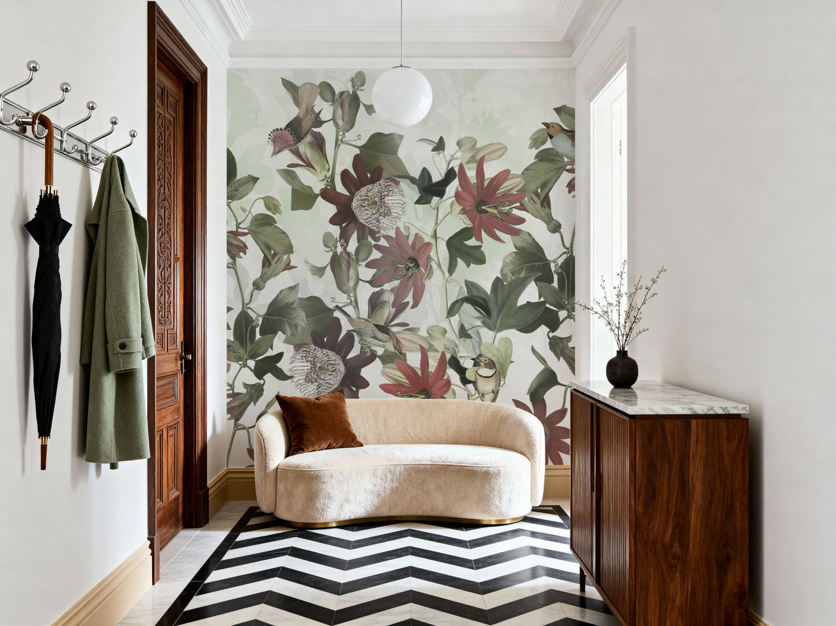 Seven Birds Mural Wallpaper - Neutral Tone - room preview 06