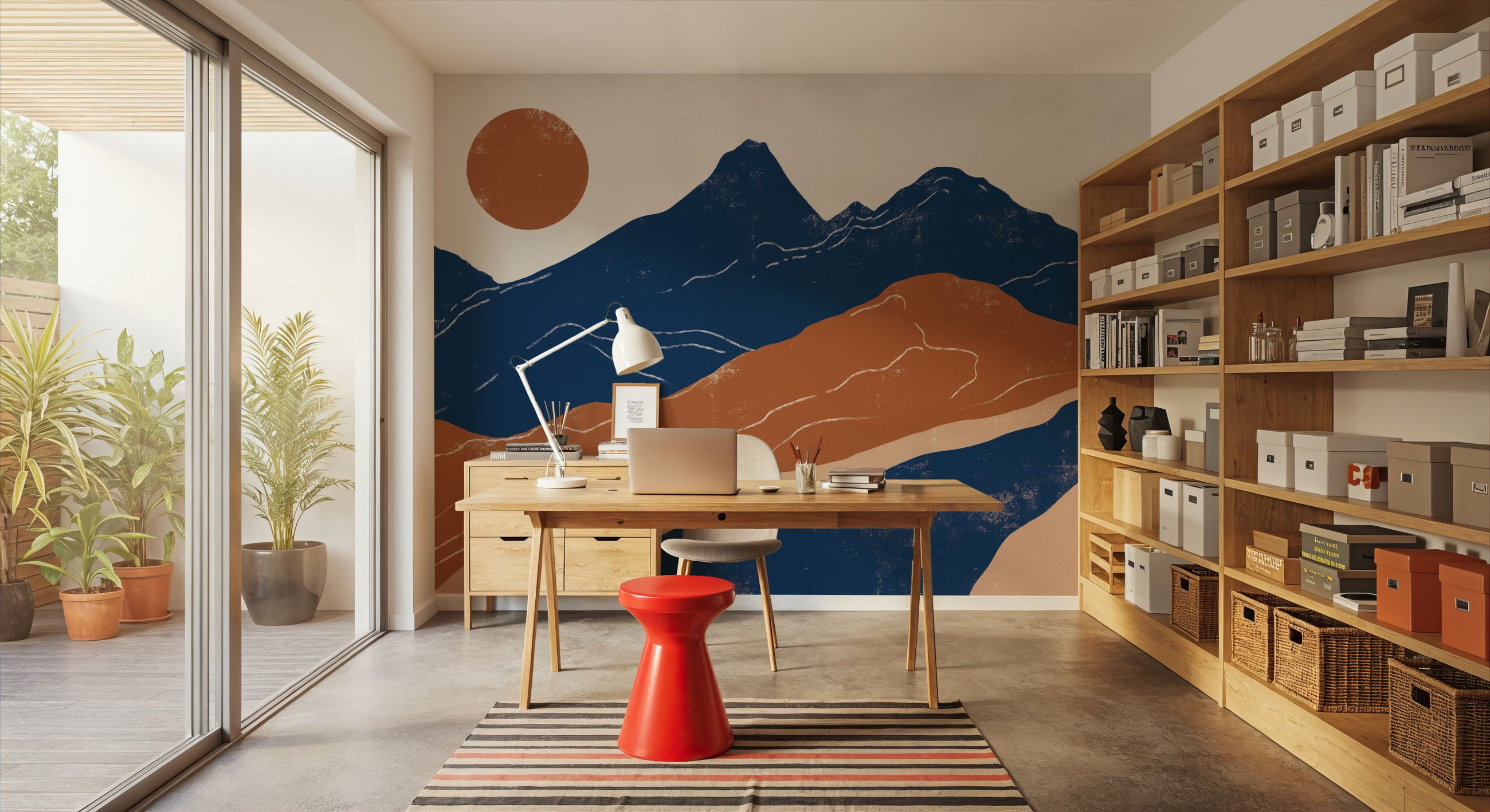 Blue Peruvian Trails Mural Wallpaper