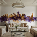 New Orleans Louisiana Skyline Purple & Gold Mural Wallpaper - room preview 06