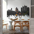 Manila Philippines Skyline Black & White Mural Wallpaper - room preview 06