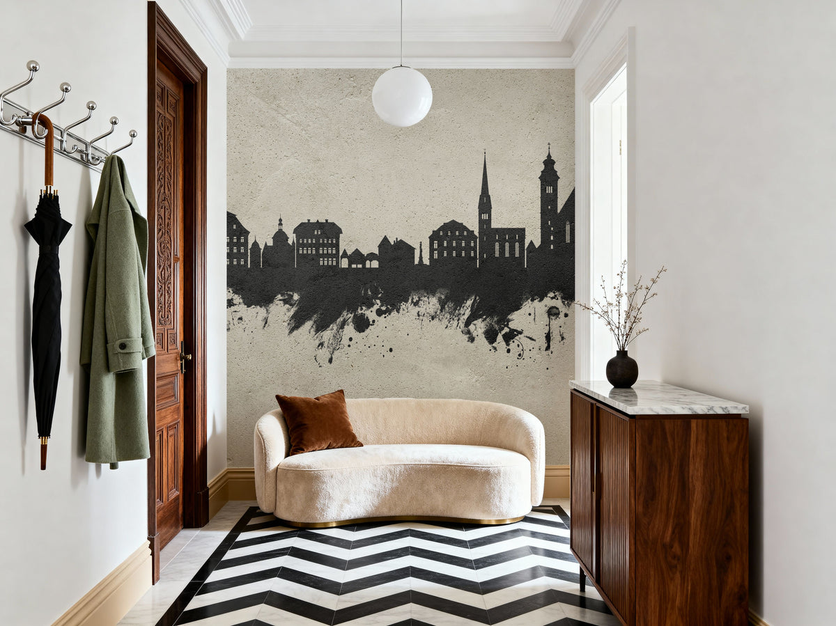 Hallstatt Austria Skyline Concrete Mural Wallpaper - room preview 06