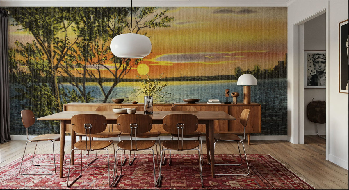 Greetings From Lake Sunset Mural Wallpaper - room preview 06
