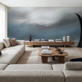 The Silent Horizon, Dusty Blue Mural Wallpaper - room preview 06