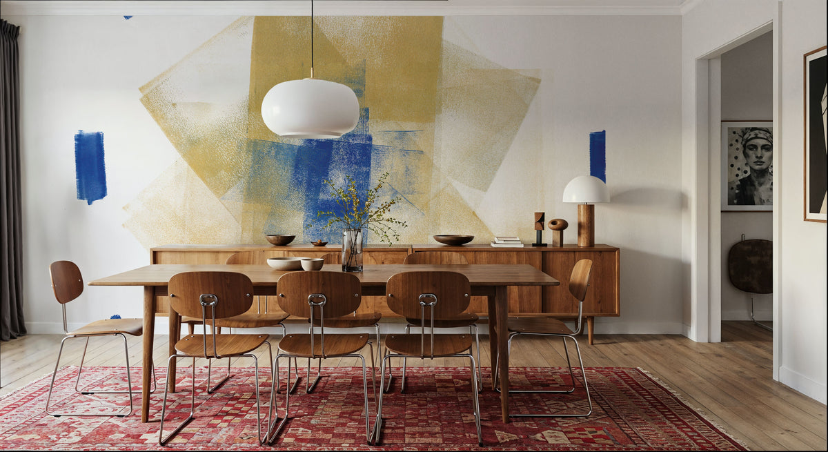 Blue and Bright Abstract Mural Wallpaper - room preview 06