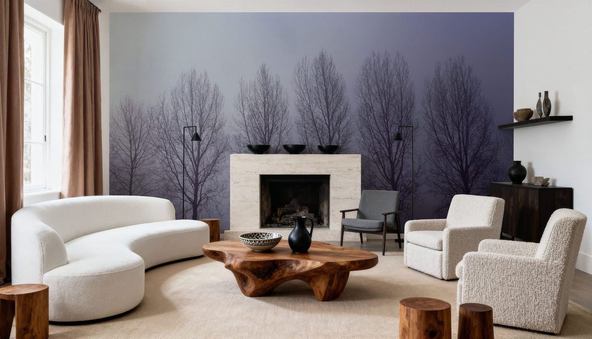 Trees in Mist Mural Wallpaper - room preview 06