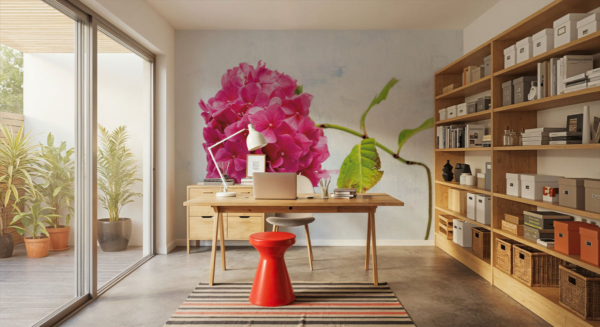 Bright Pink Hydrangea Mural Wallpaper - room preview 06