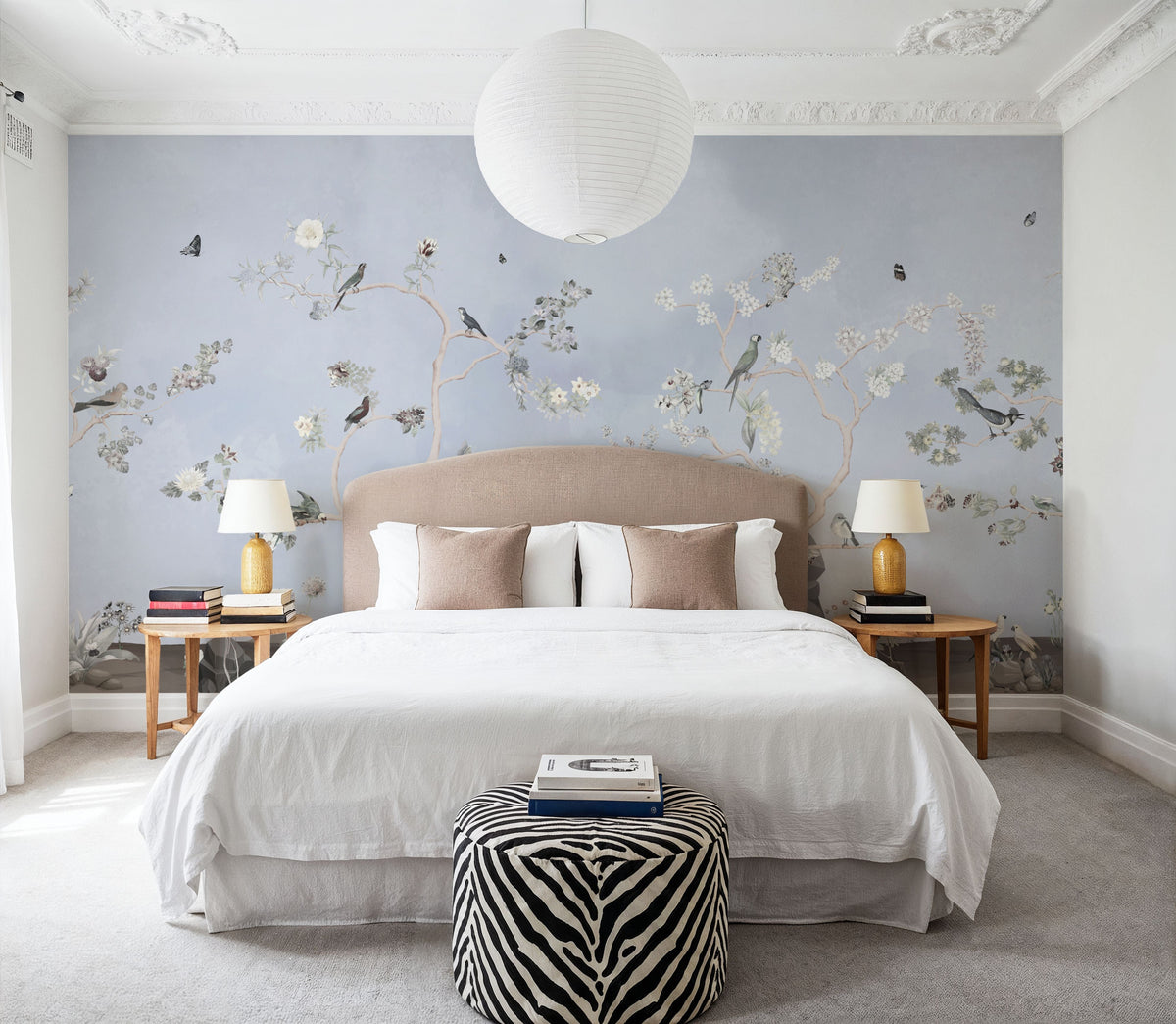Birds in the Garden Deep Blue Mural Wallpaper - room preview 06