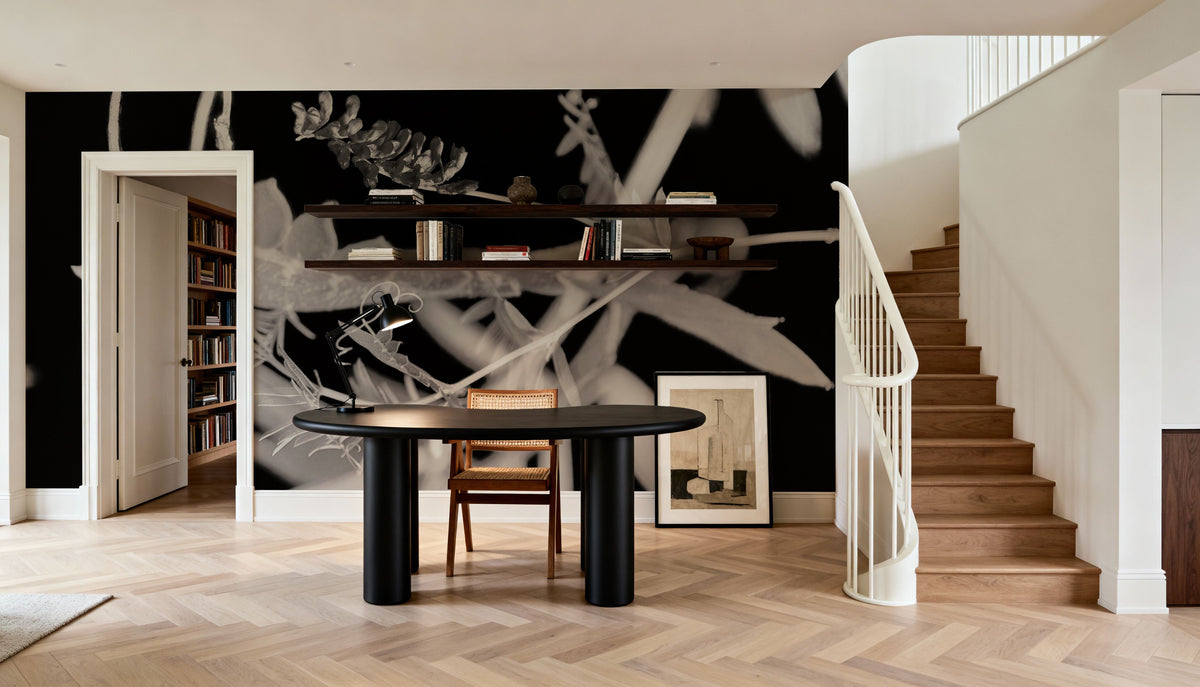 Flower Dreams BW II Mural Wallpaper - room preview 06