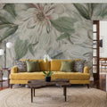 Peony Study - Pearl and Green Mural Wallpaper - room preview 06