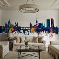 Prague (Praha) Czech Republic Skyline Blue & Bronze Mural Wallpaper - room preview 06