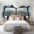 Cityscape From Airplane Cockpit Mural Wallpaper - room preview 06