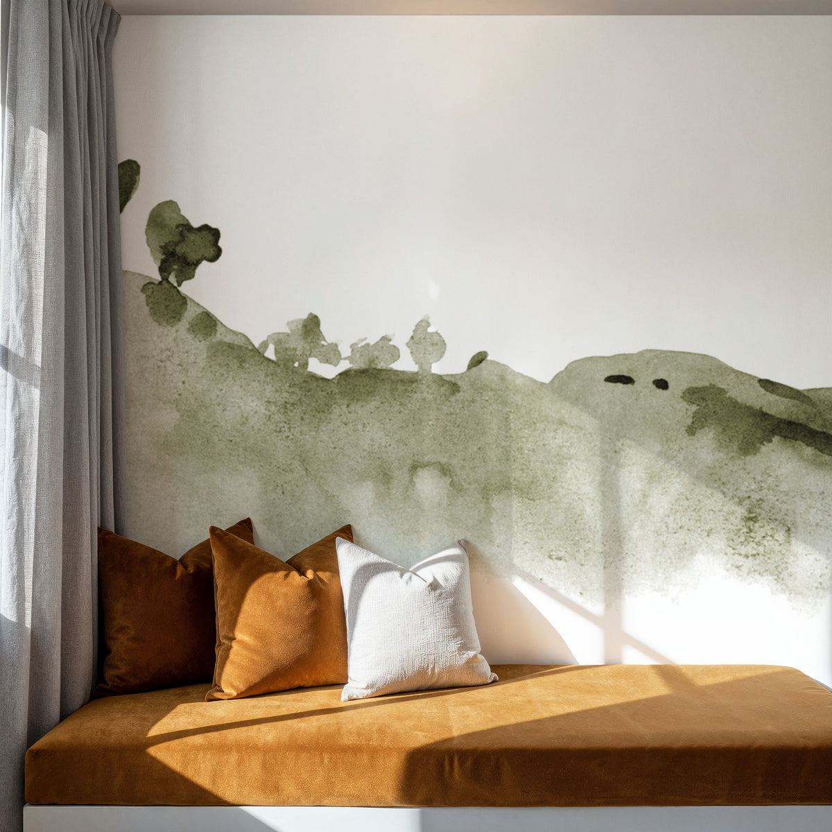 Tranquil Hillside, Olive Mural Wallpaper - room preview 06